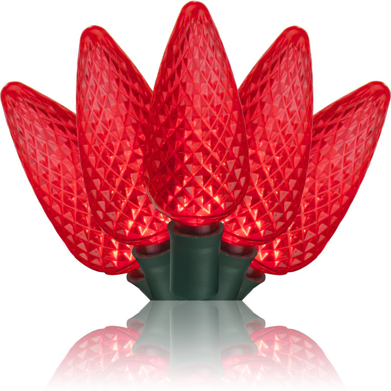 C9 LED Christmas String Light, Red, 17' L, 25