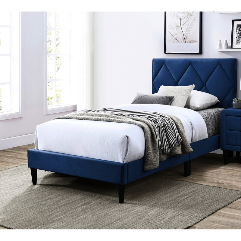 Tête de lit ajustable pour lit simple, velours bleu marine, décoration de chambre à coucher de style moderne Mid-Century pour lit avec panneau de particules, revêtement en velours,