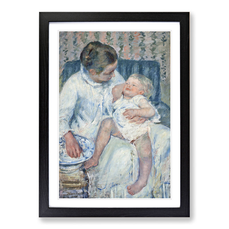 Childs Bath Time by Mary Cassatt - Picture Frame Painting, Black Framed, 65cm H x 48cm W x 2cm D
