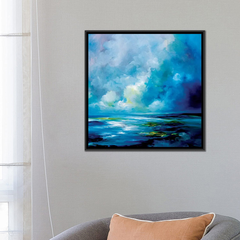 «Blue Velvet», impression sur toile tendue, H 26 po x l 26 po x P 1,5 po, Toile encadrée noire, Pas de tapis