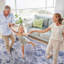 Tapis lavable 8 x 10 - antidérapant, à poils courts, ne perdant pas ses poils, pliable pour la chambre à coucher, le salon, la cuisine, les animaux de compagnie (tache de cuisine bleue, pliable)
