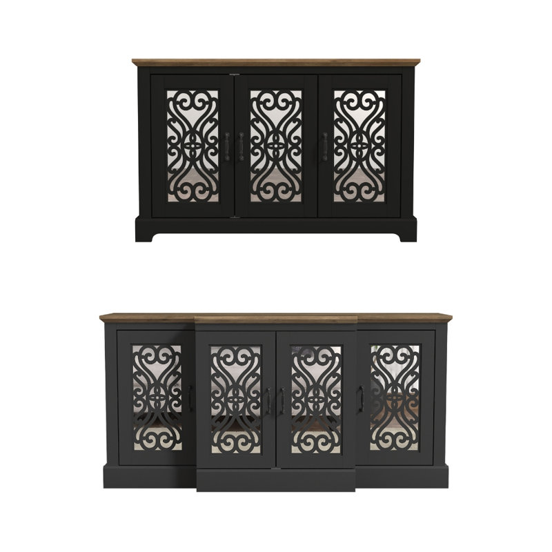Ariba Sideboard Set Of 2, Black/Knotty Oak