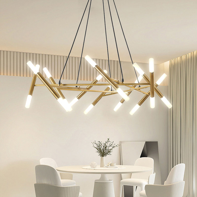 Luminaire suspendu moderne moderne à 20 lumières G9 avec douilles dorées à DEL 3W facile à installer pour la salle à manger Îlot de cuisine Salon