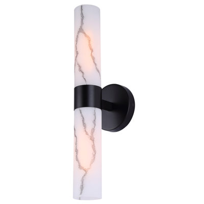 Lepomir 5,125 po Applique murale noire 2 lumières avec abat-jour en verre marbré