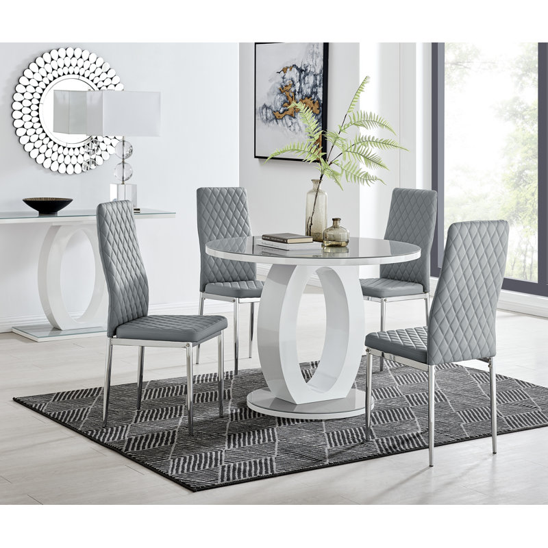 Ensemble de table de salle à manger 4 places Scottsmoor, Gris / blanc, Gris