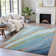Machine Washable Indoor/Outdoor Xhevrie Blue Rug