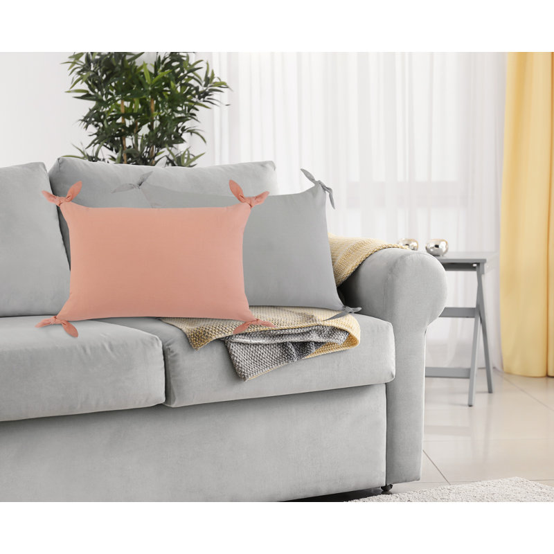 Coussin en coton Amrita, Rosé, Polyester/ bourre en polyester