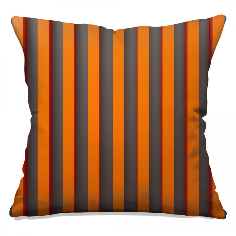 Orange Vertical Stripes Double Sided Throw Pillows, 14 x 14 inches