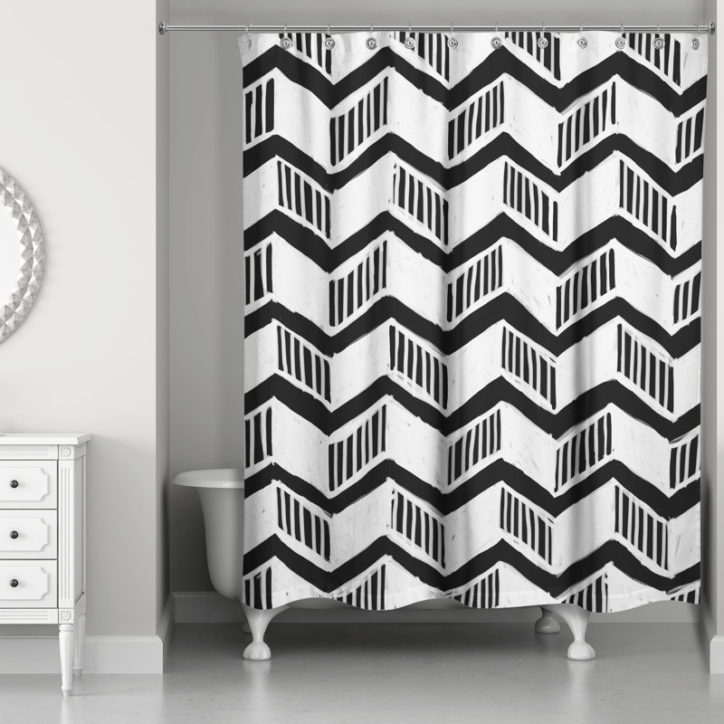 Rideau de douche à chevrons, Noir