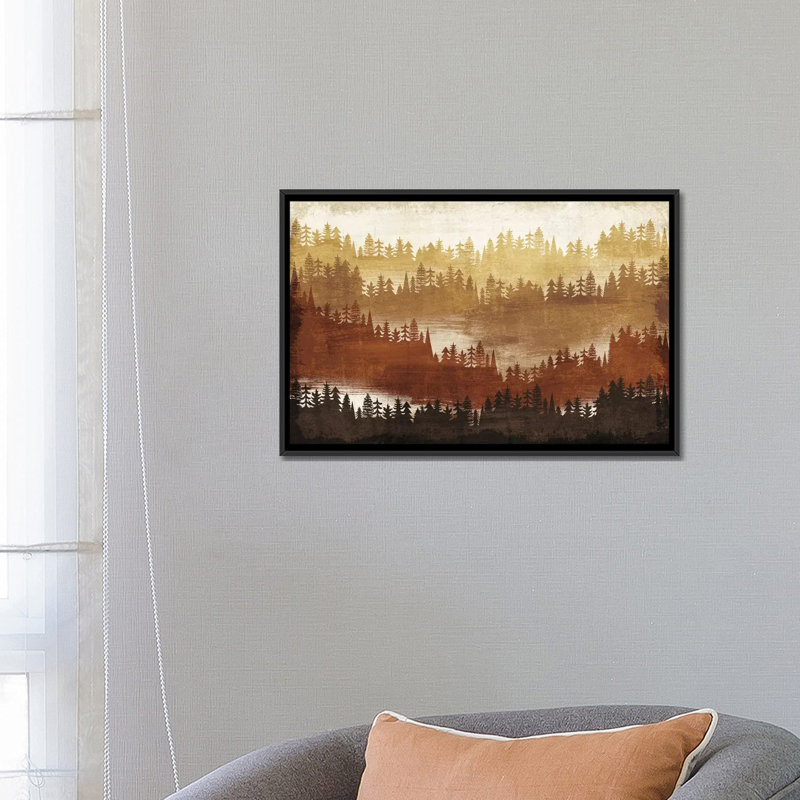 «Mountainscape IV» par Michael Mullan - reproduction, H 18 po x l 26 po x P 1,5 po, Toile avec cadre noir, Pas de tapis