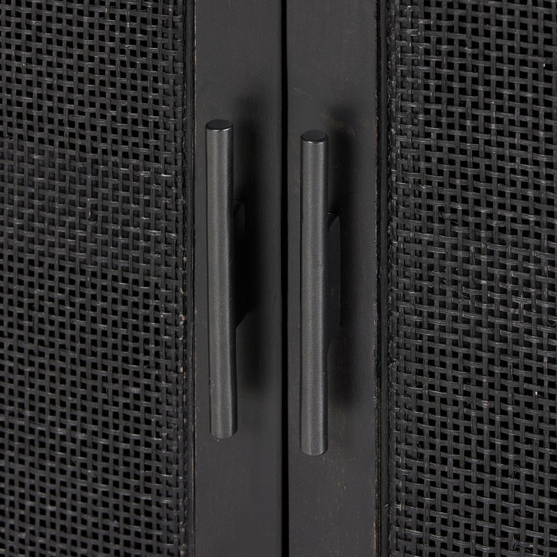 Caprice Bar Cabinet-Natural Cane, Black