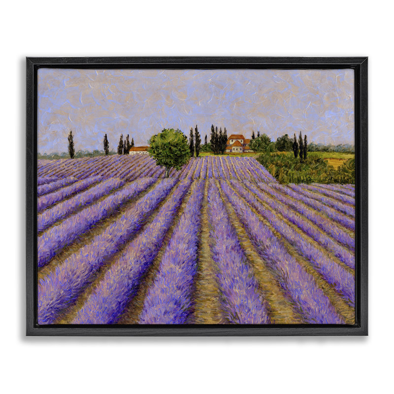 Cadre flottant Lavender Fields Farmland, design par Tim Coffey, H 25 po x l 31 po, Cadre flottant noir de jais