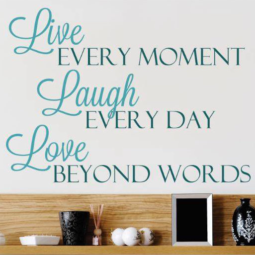 Adhésif décoratif "live every chaque journée love from words", Vert / Sarcelle, H 16 po x l 20 po x P 0,16 po