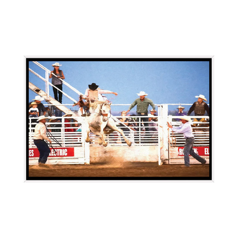 Bucking Chutes by Rhonda Thompson - Floater Frame Print on Canvas