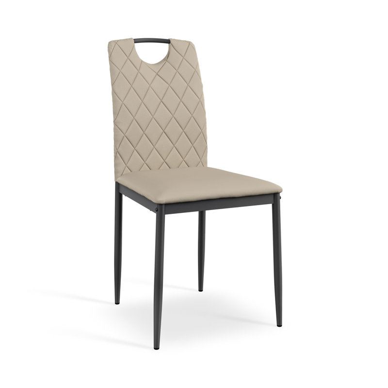 Marhill 18.1cm H Upholstered Side Chair, Matte Black, 4, Beige Velvet