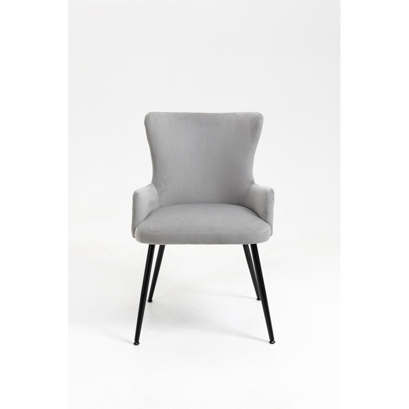 Chaise d'appoint en velours touffeté Boman, gris, Noir