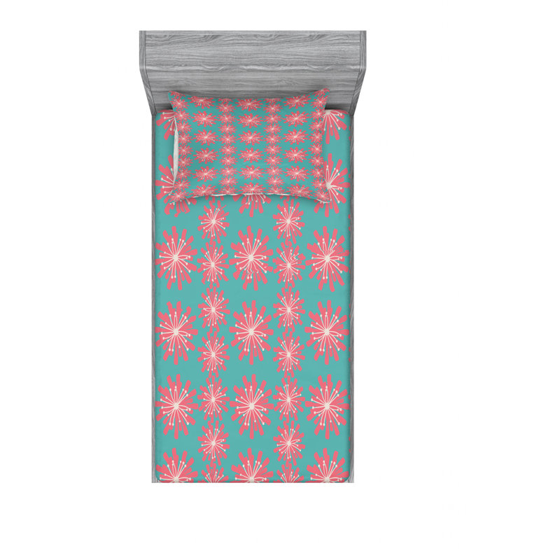 Microfiber Floral Sheet Set, Twin XL Sheet Set with Fitted Sheet