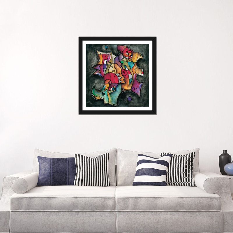 «Noir Duet II» par Eric Waugh, impression sur toile, H 24 po x l 24 po x P 1 po, Papier avec cadre noir, Blanc