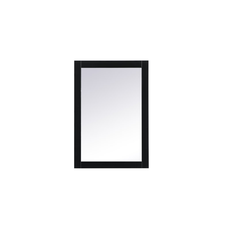 Rosenow Wood Flat Wall Mirror, Black, 32'' H x 22'' W