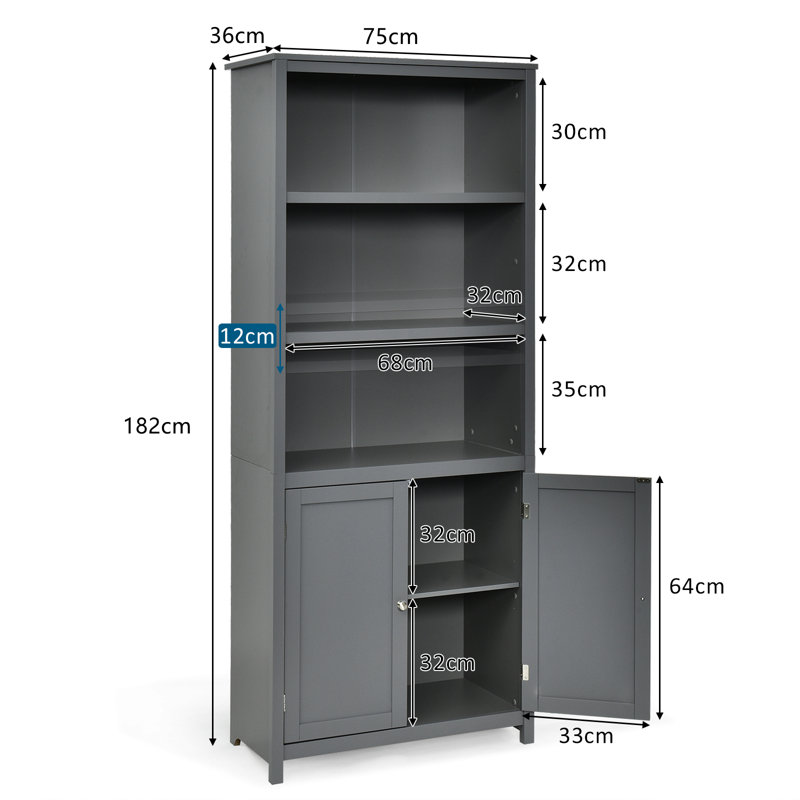 Watha 182cm H x 75cm W Standard Bookcase, Grey