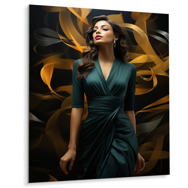 «Jazz Woman Glamour In Melodic Elegance III» - mode, art en métal, H 20 po x l 12 po