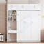 Lit escamotable double pleine grandeur avec bureau, armoire supérieure et tablettes de rangement, lit pliable peu encombrant pour une vie moderne-1109499484-1109499487