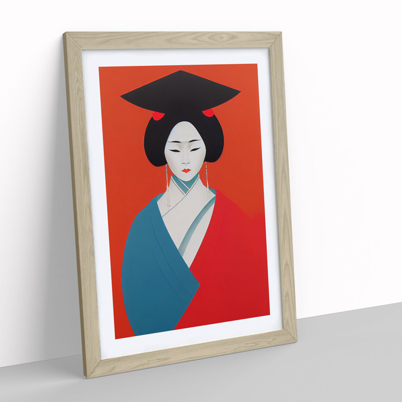 XV1022-3746X Remarkable Geisha - Print, Oak Framed, White, 48cm H x 36cm W