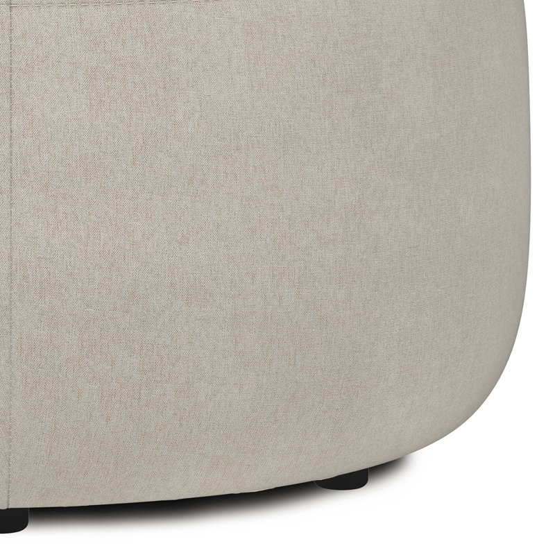 Moore Natural Linen Look Large Round Ottoman