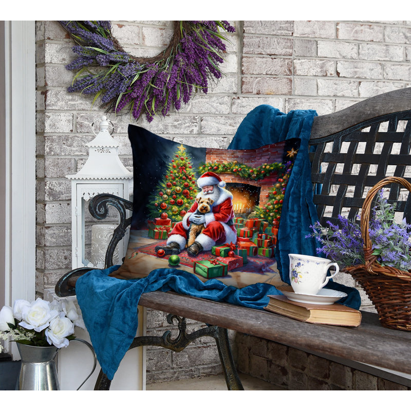 Coussin décoratif Lakeland Terrier and Santa Claus, H 18 po x l 18 po