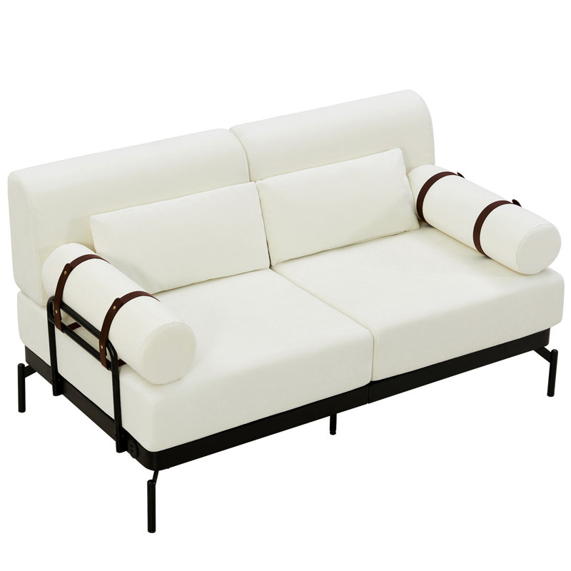 Canapé-lit moderne à 2 places avec ports USB flexibles 59 po