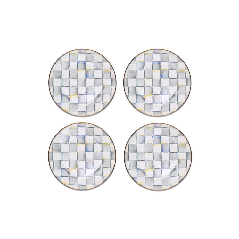 Enamel Salad Plates, Gray/White