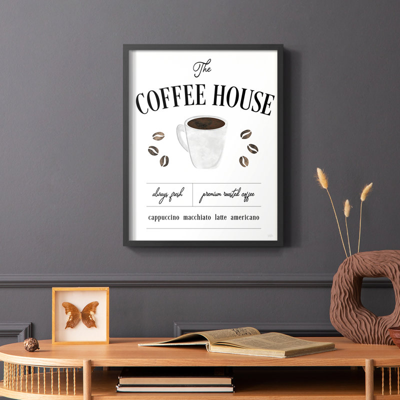«Always Fresh Coffee House», reproduction encadrée - bois massif, Noir, H 10 po x l 8 po