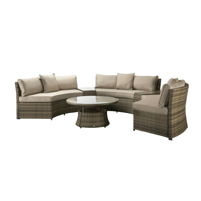 Janet 6 Seater Rattan Sofa Set, Mixed Brown/Beige