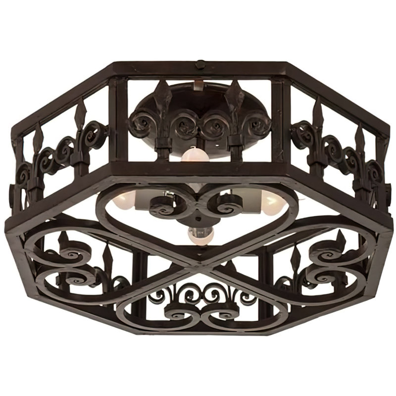 Fleur De Lis Flush Mount, Rust