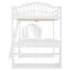 Lit mezzanine double en bois avec bureau en U, compartiments de rangement et miroir à trois volets, blanc