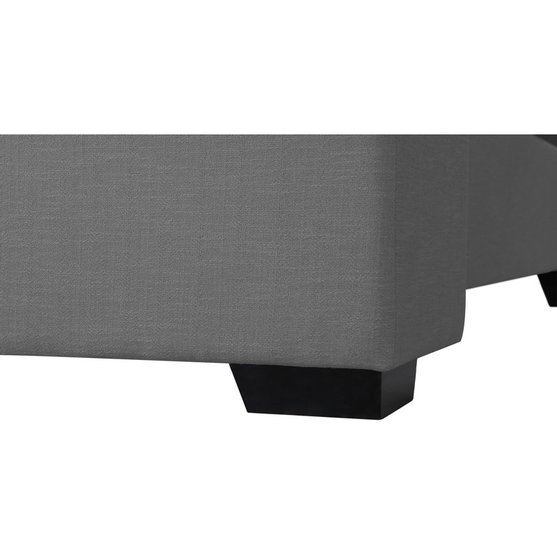 Lit plateforme tapissier Oxford Tachani, Tissu texturé en lin gris, Grand