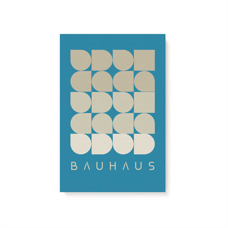 Bleu sarcelle et crème géométrie Bauhaus, H 12 po x l 8 po x P 1,25 po, Toile tendue