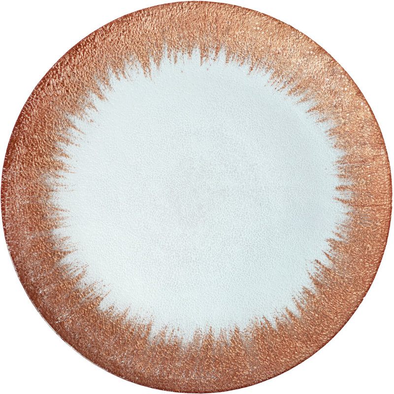 Glass Abstract Charger, Rose Gold