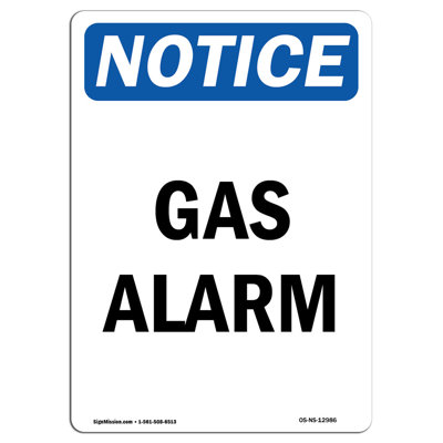 Gas Alarm Aluminum Sign 12 x 18
