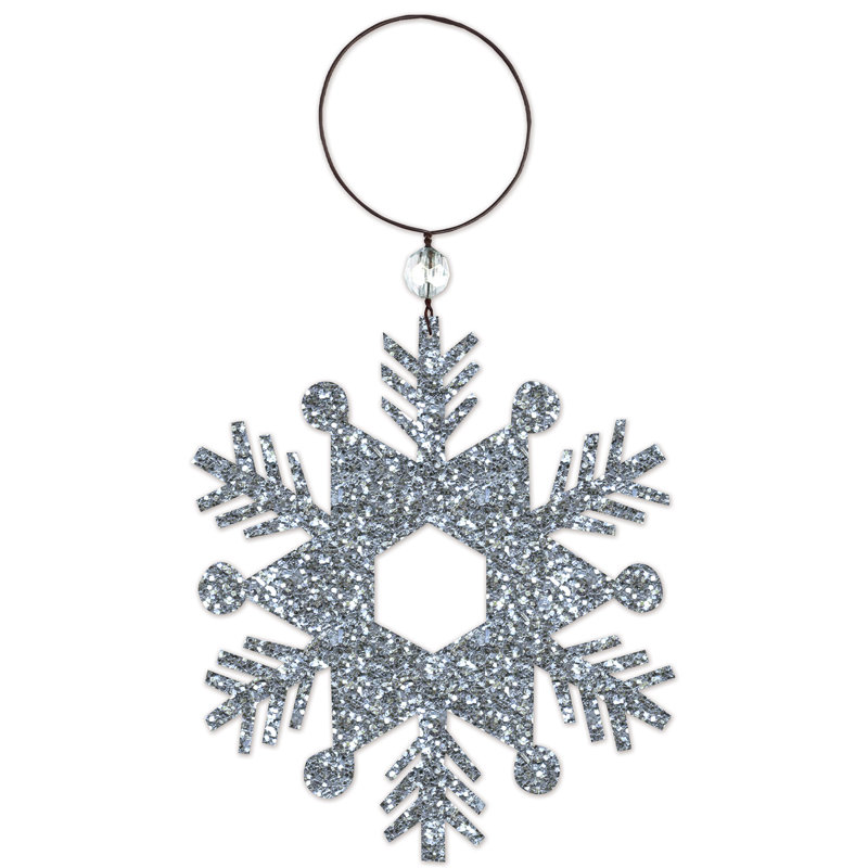 Ornement en forme de flocon de neige argenté - ensemble de 2, Argent