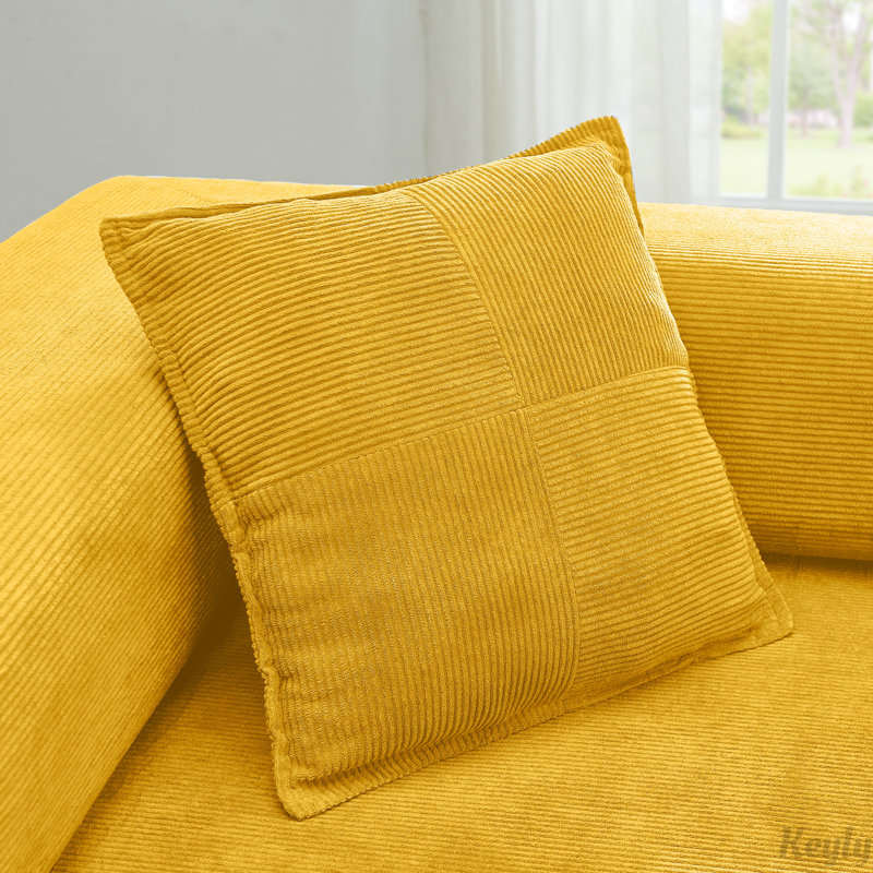Canapé-lit modulaire pliable de 108 po avec méridienne en forme de L, sans assemblage requis, Jaune