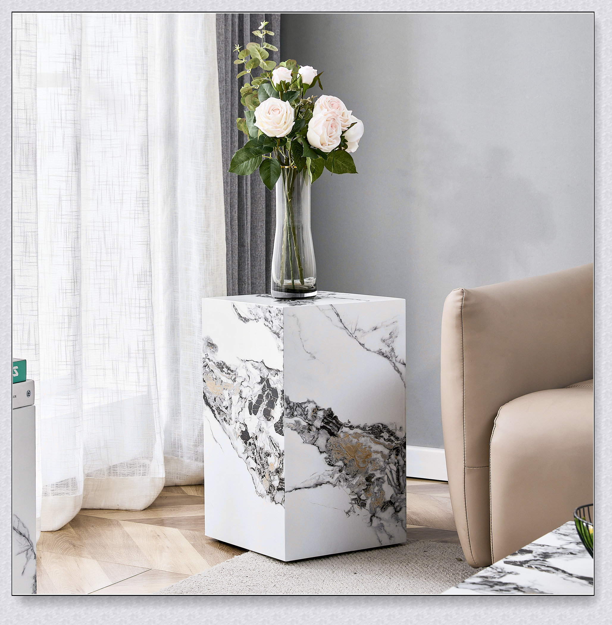 Wrought Studio Modern MDF + Sticker Material Cube Texture Design Coffee ...