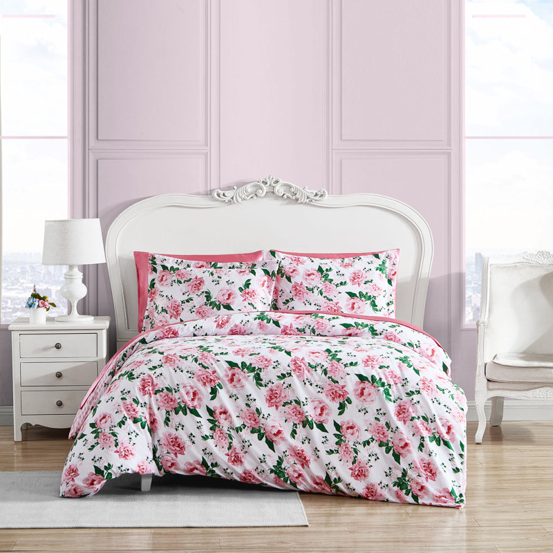 Ensemble de housse de couette rose réversible Betsey Johnson Blooming Roses