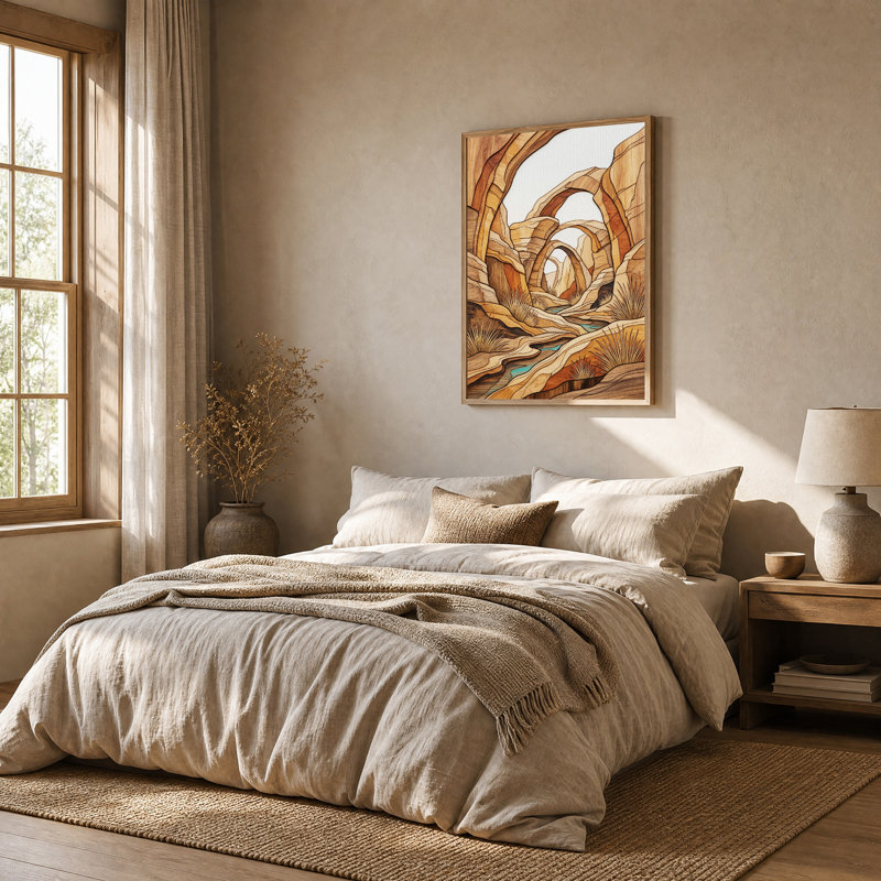 Arches de canyon superposées, style pyrogravure, sur toile murale, 48"H x 32"W