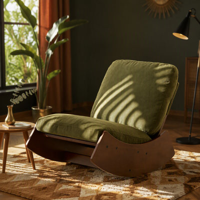 Chaise berçante confortable, fauteuil oscillant rembourré de haute qualité, structure en bois massif, parfaite pour les réglages multiples de la chaise de lecture pour la chambre à coucher, le salon, la chambre de bébé, ensemble de 2