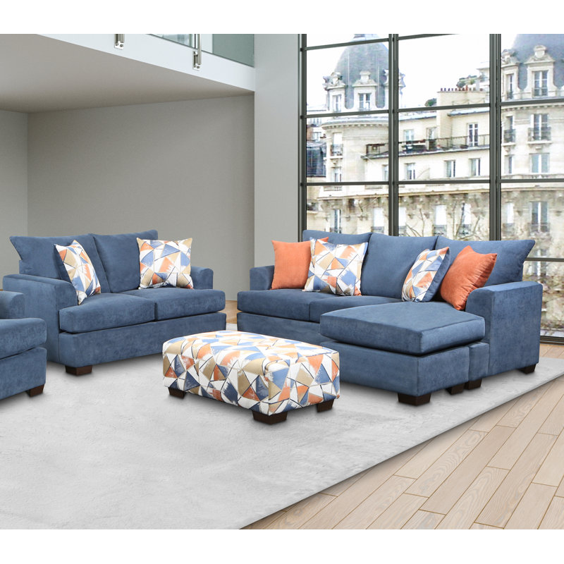 Ensemble de salon 2 pièces Emporia, Mélange de polyester bleu marine