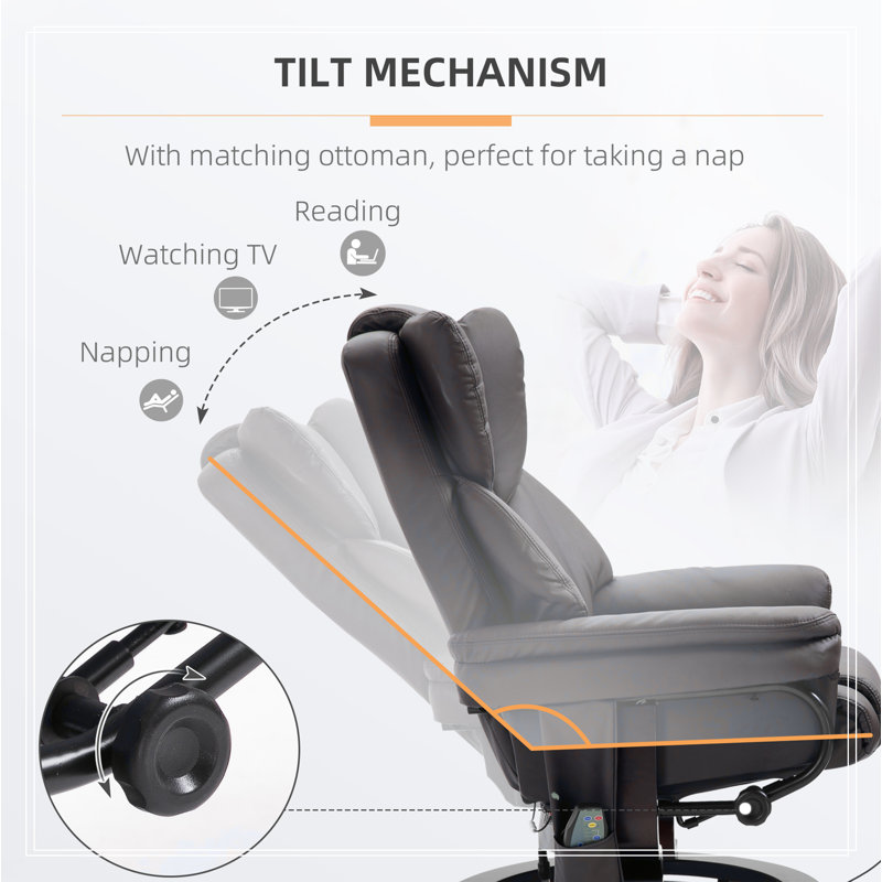 Comfortable Recliner Chair with Ottoman and Multiple Vibration Points for Ultimate Relaxation, Brown