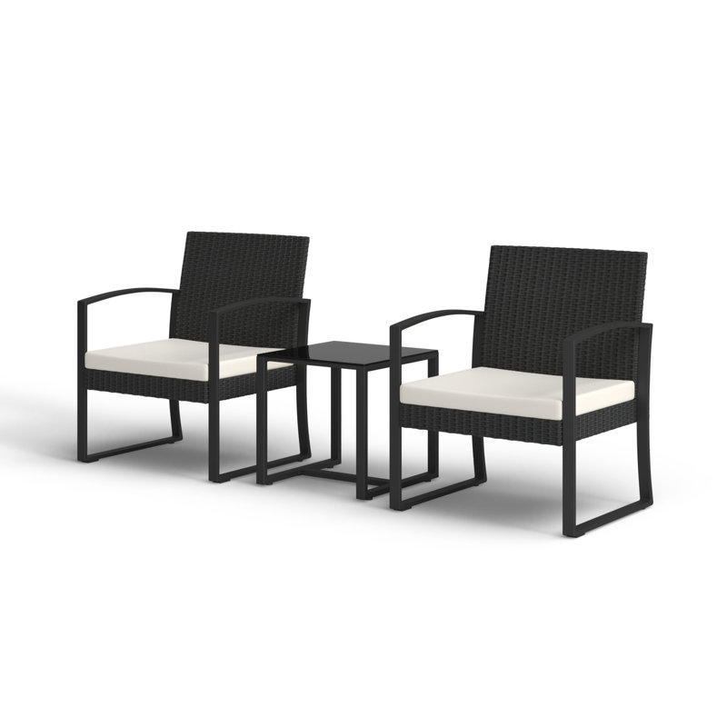 Amarys 2 - Ensemble de conversation avec coussins pour 2 personnes, Blanc