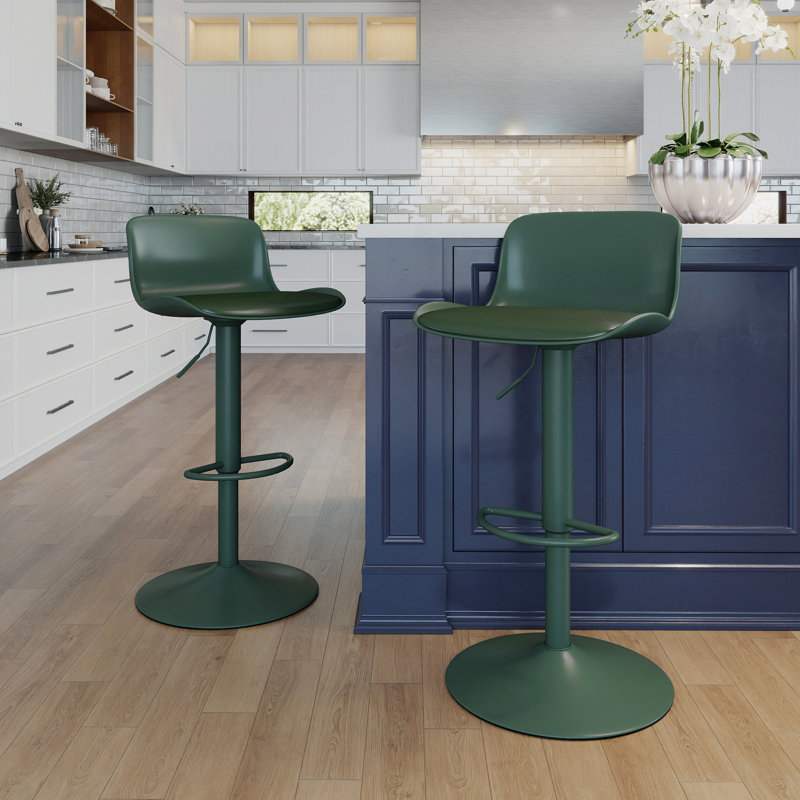 Alabama Swivel Adjustable Height Bar Stool, Green