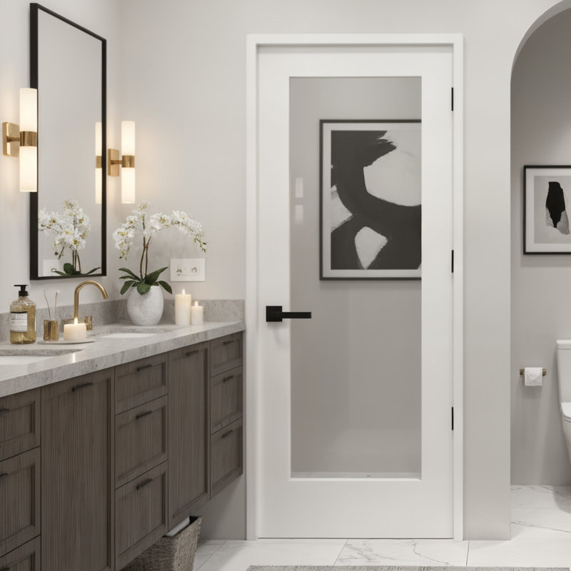 (avec trou de porte et charnières libres) Porte intérieure en verre transparent 1-Lite, 32 po x 80 po